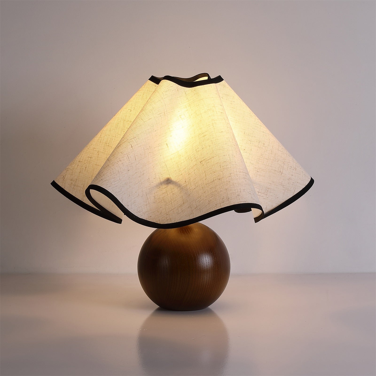 Table Lamp Wood 11.8 in (30.0 cm) Fabric Shade Indoor Desk Bedside Nightstand Light | Thomler