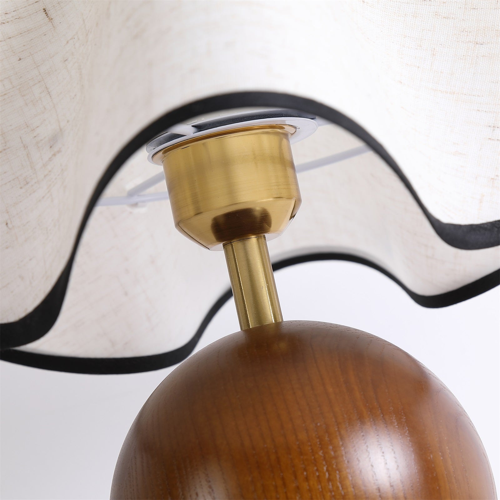 Table Lamp Wood 11.8 in (30.0 cm) Fabric Shade Indoor Desk Bedside Nightstand Light | Thomler