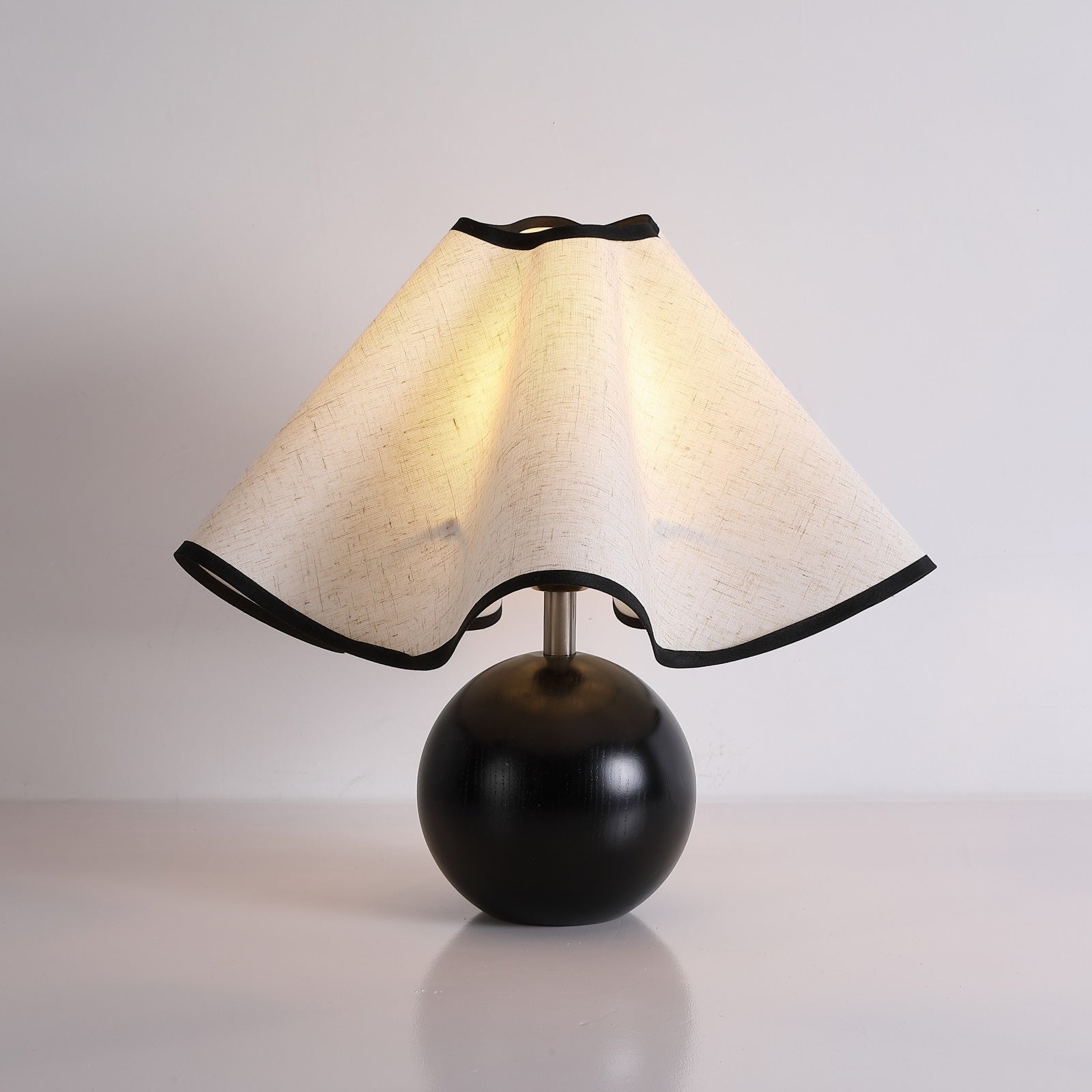 Table Lamp Wood 11.8 in (30.0 cm) Fabric Shade Indoor Desk Bedside Nightstand Light | Thomler