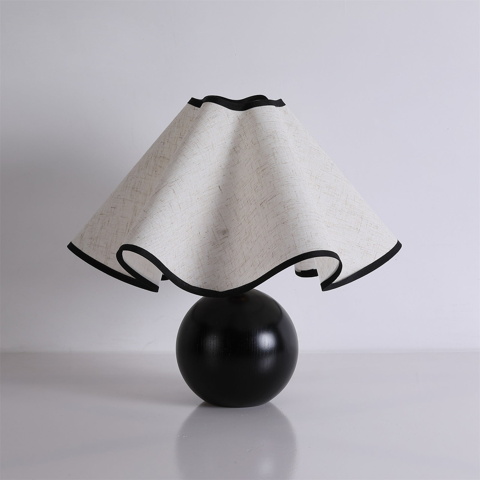 Table Lamp Wood 11.8 in (30.0 cm) Fabric Shade Indoor Desk Bedside Nightstand Light | Thomler