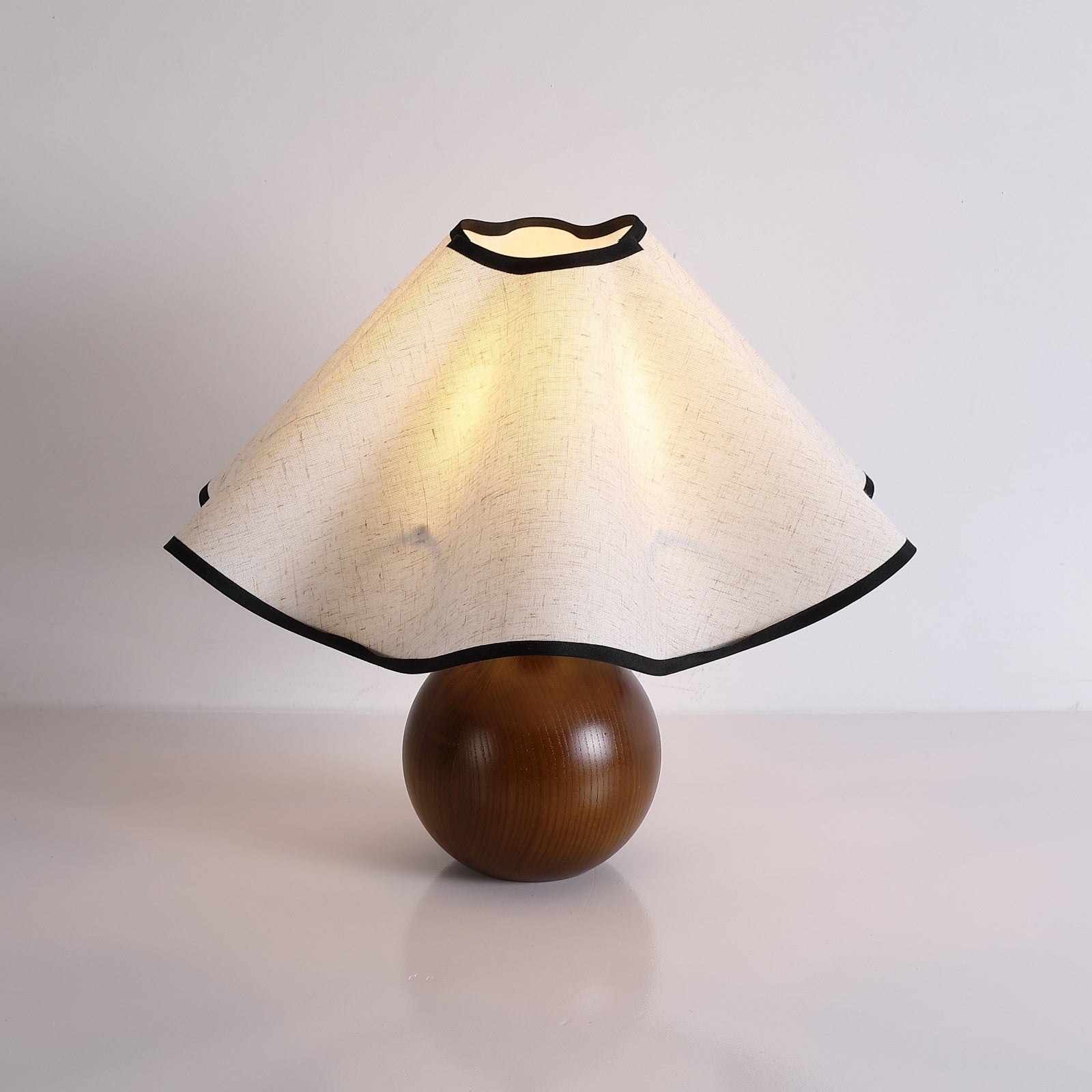 Table Lamp Wood 11.8 in (30.0 cm) Fabric Shade Indoor Desk Bedside Nightstand Light | Thomler