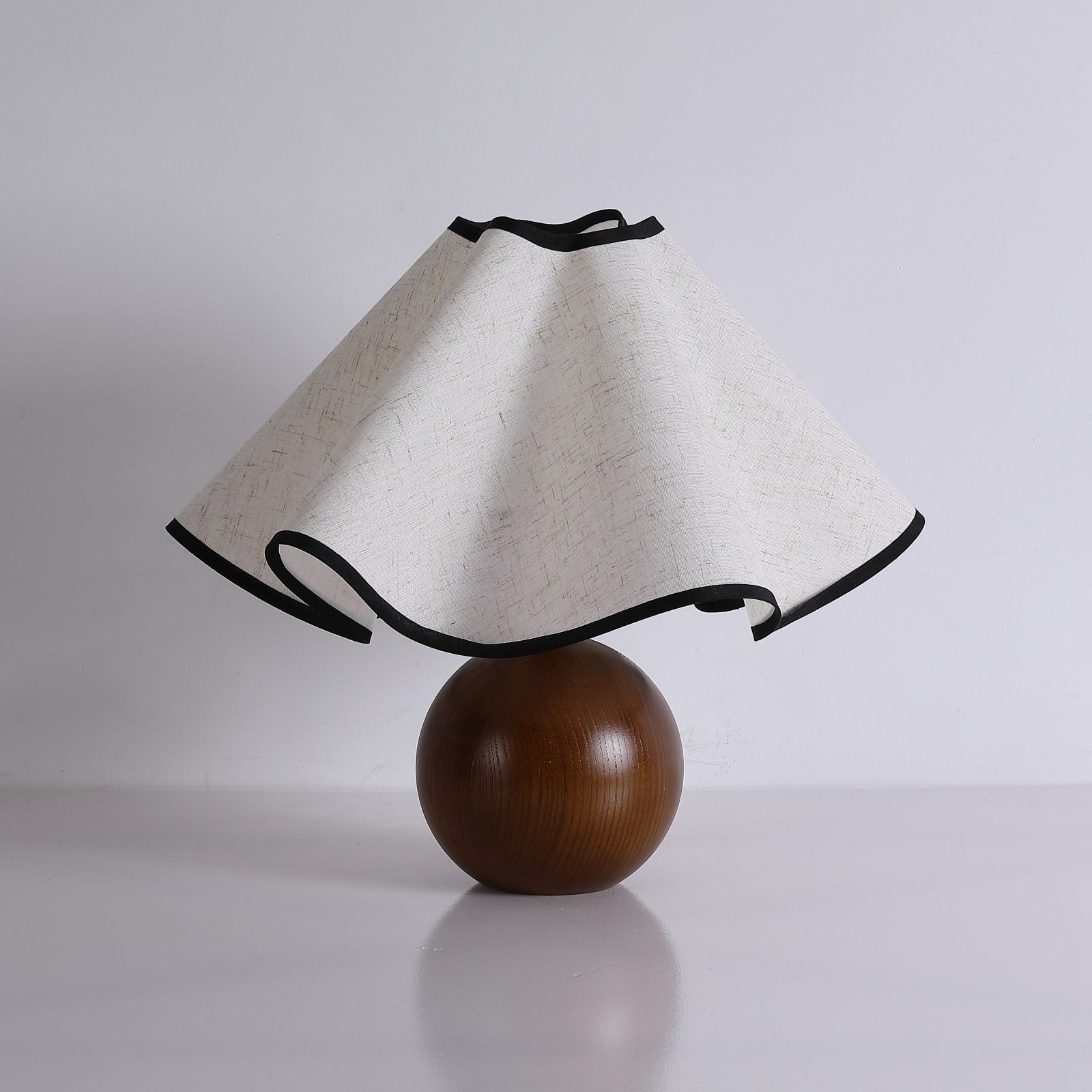 Table Lamp Wood 11.8 in (30.0 cm) Fabric Shade Indoor Desk Bedside Nightstand Light | Thomler