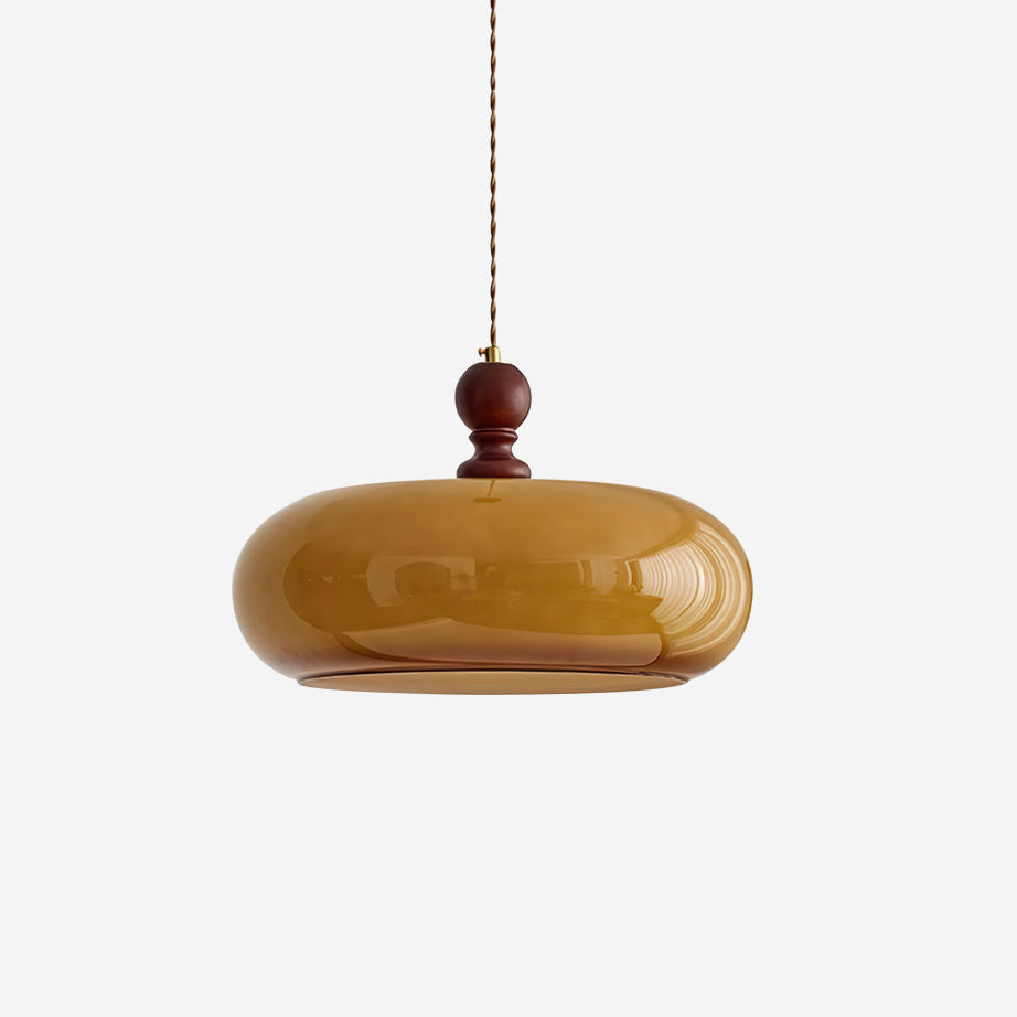 Pendant Light Glass Dome 15.7 in Walnut Brown Dining Room Kitchen Island Hanging Ceiling Lamp | Thomler