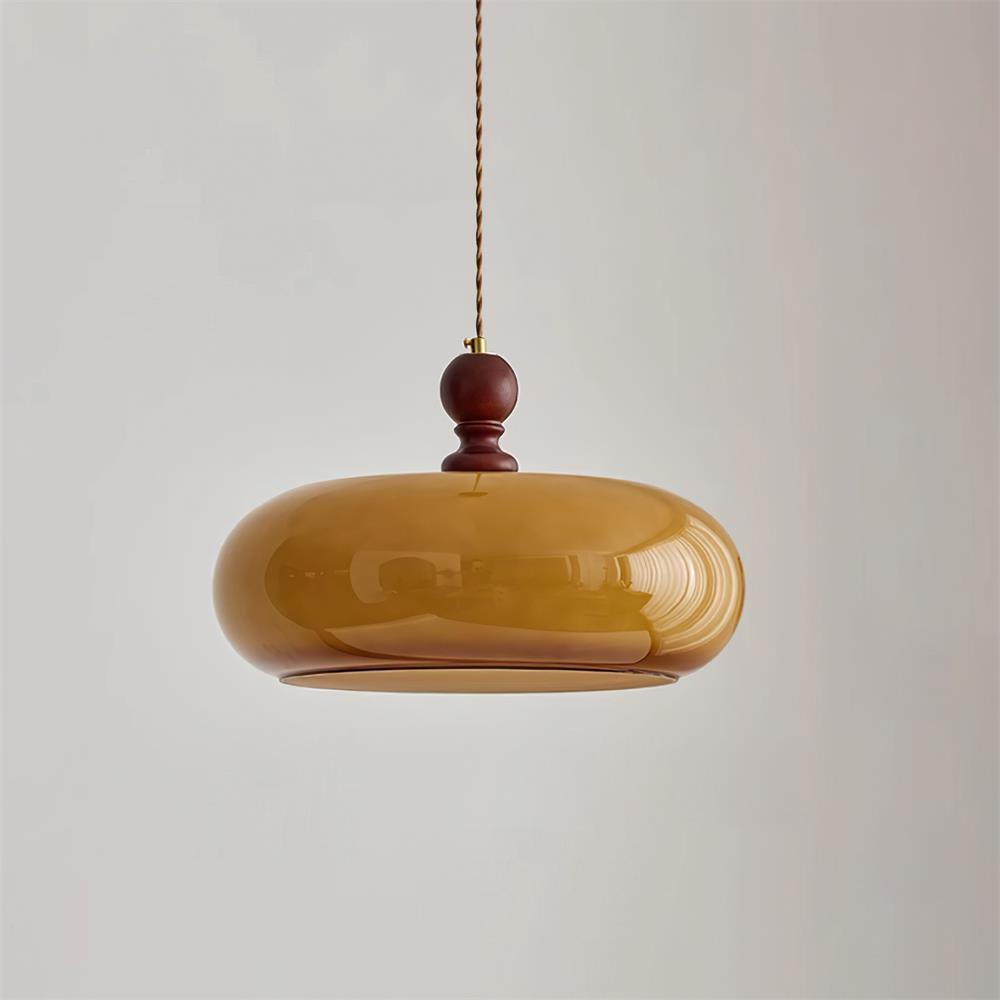 Pendant Light Glass Dome 15.7 in Walnut Brown Dining Room Kitchen Island Hanging Ceiling Lamp | Thomler