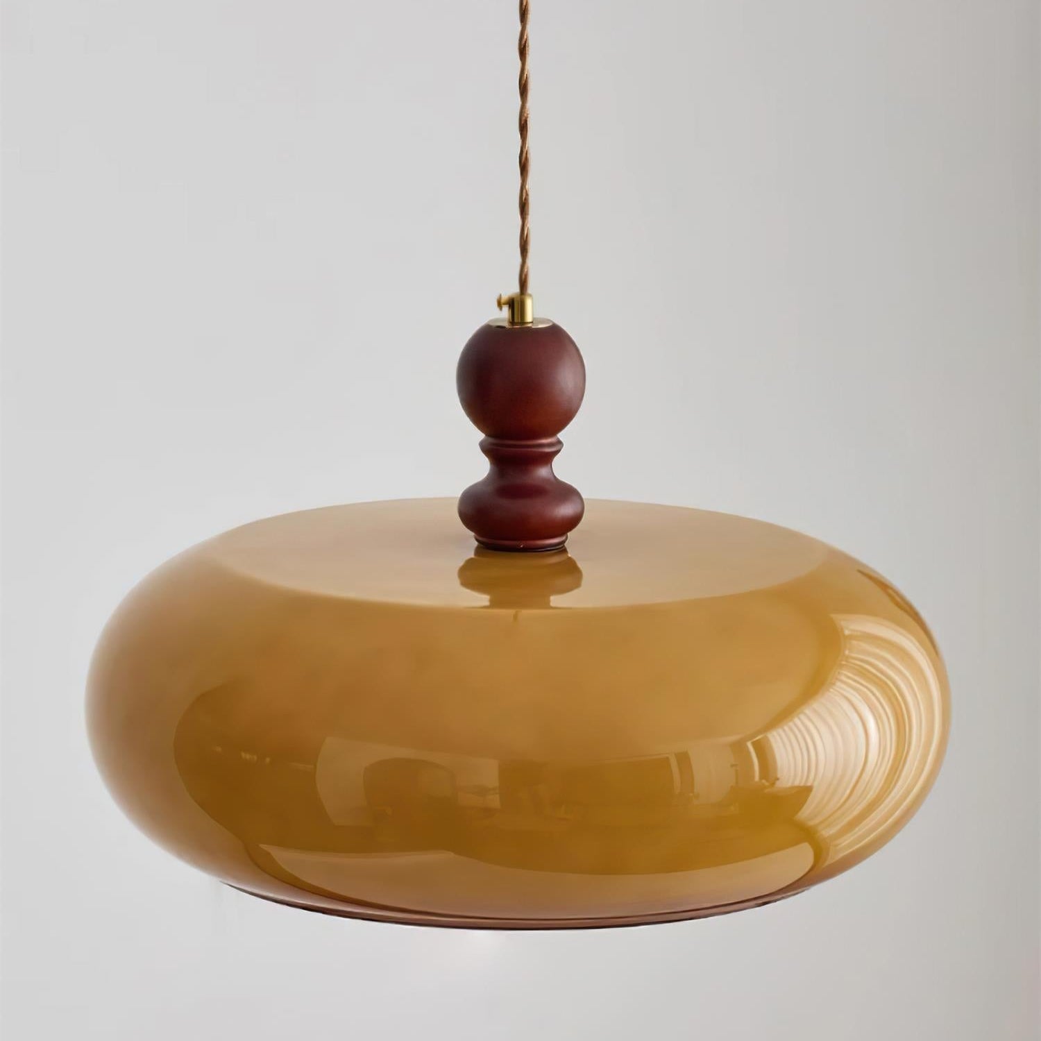 Pendant Light Glass Dome 15.7 in Walnut Brown Dining Room Kitchen Island Hanging Ceiling Lamp | Thomler