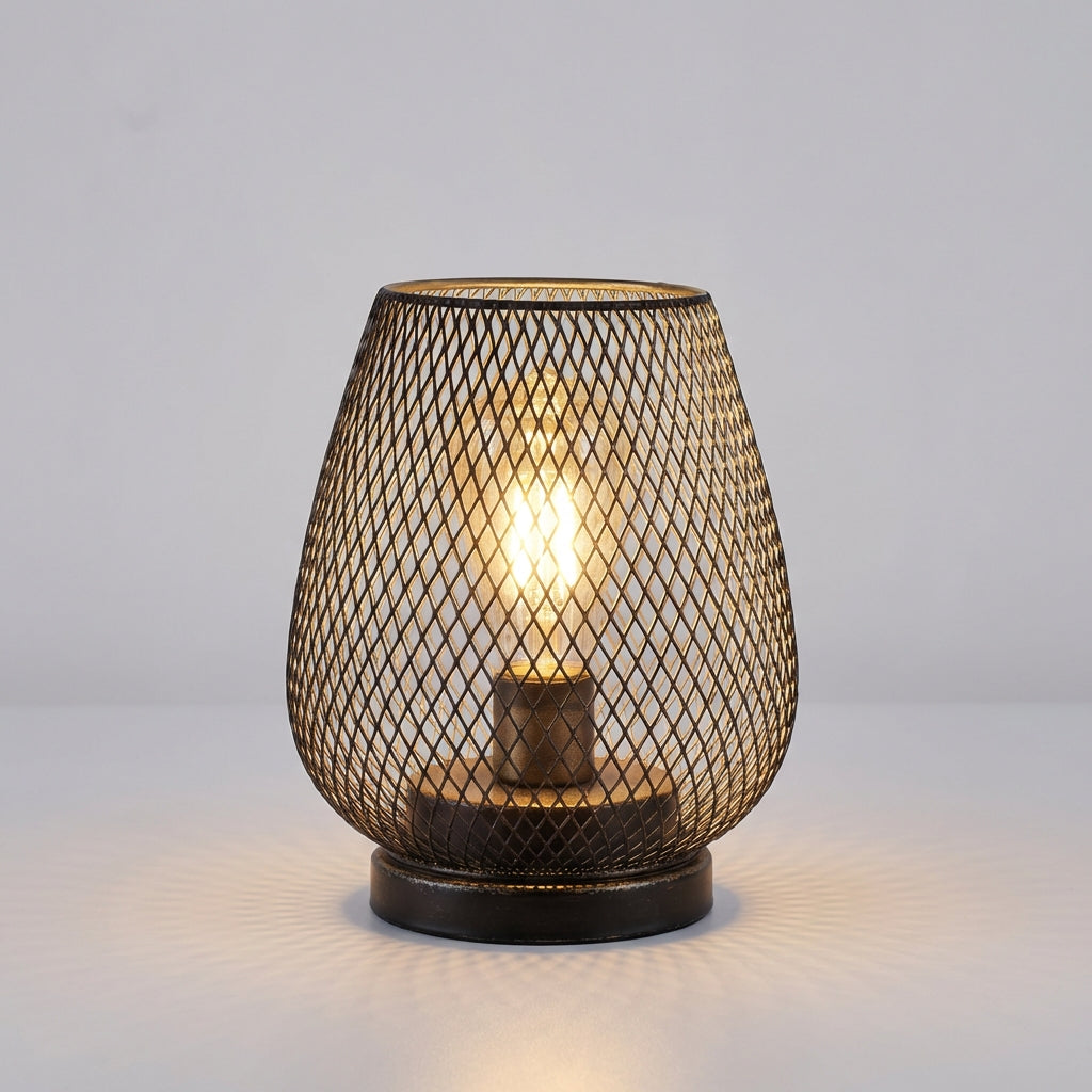 Battery-Operated Metal Mesh Accent Lamps Set – Wireless LED Light Pair for Bedside, Shelf, Console | Thomler