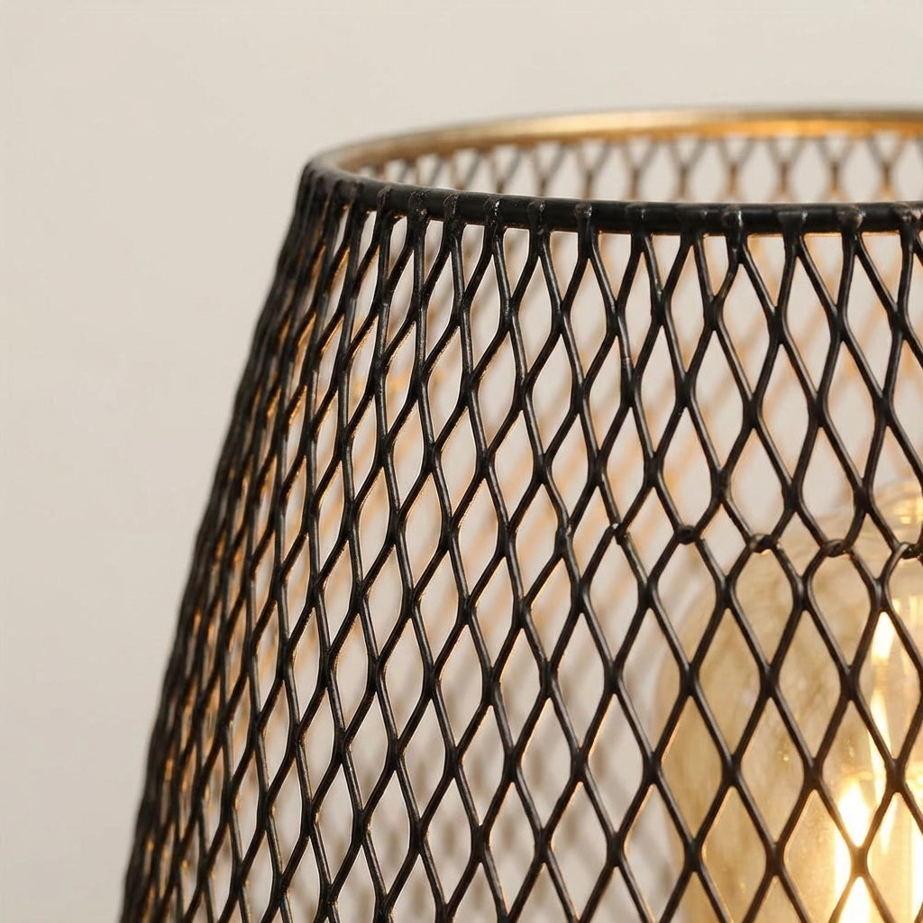 Battery-Operated Metal Mesh Accent Lamps Set – Wireless LED Light Pair for Bedside, Shelf, Console | Thomler