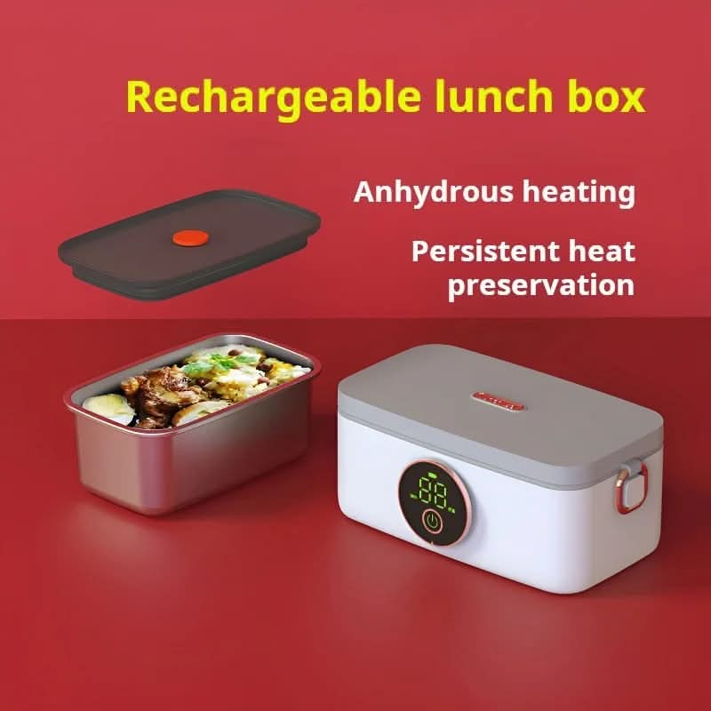 Battery-Powered Food Warmer with 5 Temp Settings – 34 oz Stainless Steel Container for Hot Lunches On The Go | Thomler