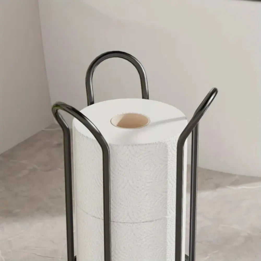 Freestanding Toilet Paper Holder Stand – Vertical Chrome Bathroom Storage Organizer for Spare Rolls | Modern Space-Saving Design | Thomler