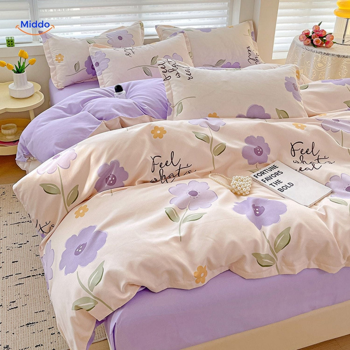 Pure Cotton 4-Piece Bedding Set for Mom & Baby – Soft, Breathable & Hypoallergenic | Thomler