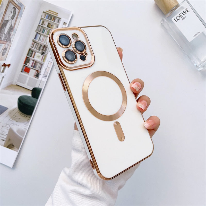 Metallic iPhone Case with Sliding Camera Cover & MagSafe for iPhone 14, 15, 16, 17 | Protective Shock-Absorbing Phone Case | Thomler