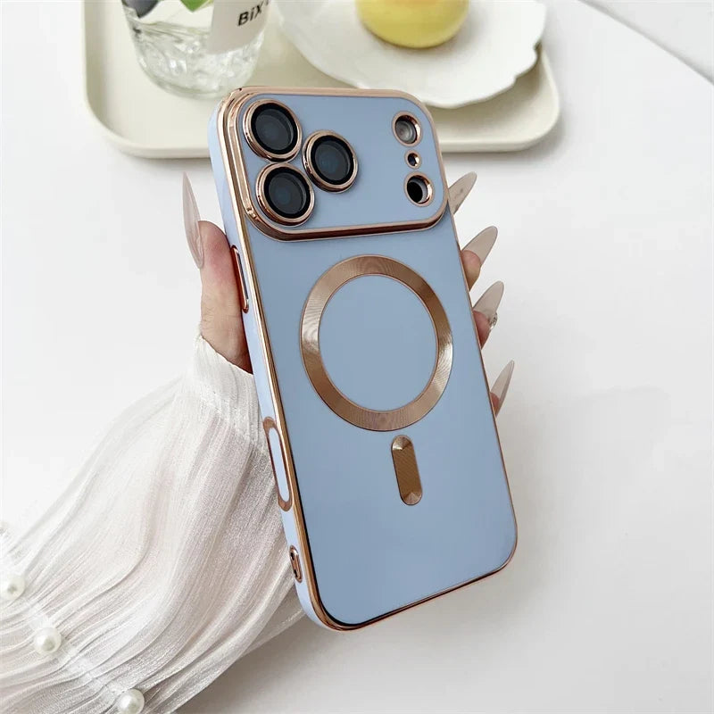 Metallic iPhone Case with Sliding Camera Cover & MagSafe for iPhone 14, 15, 16, 17 | Protective Shock-Absorbing Phone Case | Thomler