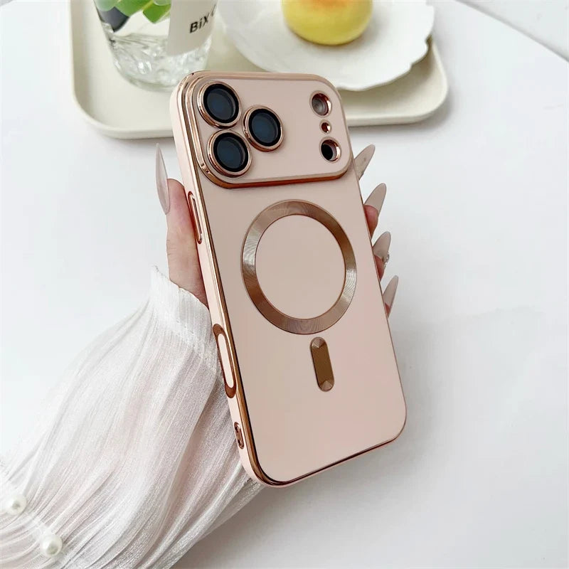 Metallic iPhone Case with Sliding Camera Cover & MagSafe for iPhone 14, 15, 16, 17 | Protective Shock-Absorbing Phone Case | Thomler
