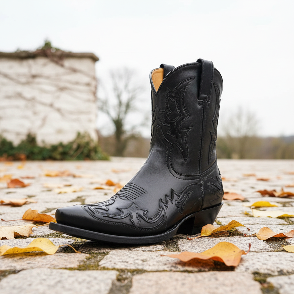 Embroidered Leather Western Boots for Women & Men – Mid-Calf Pull-On Cowgirl Cowboy Boots with Chunky Block Heel – Casual Riding Boots for | Thomler