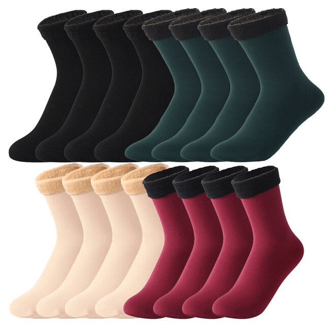 Thermal Knit Winter Socks – Ultra-Soft Fleece-Lined Crew Socks for Cold Weather, Outdoor Activities & Indoor Lounging, Stretch-Fit | Thomler