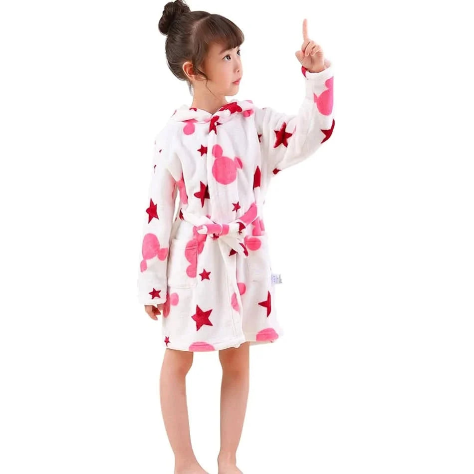 Kids' Hooded Robe – Plush Fleece Wrap with Fun Character Graphics for Boys & Girls | Thomler
