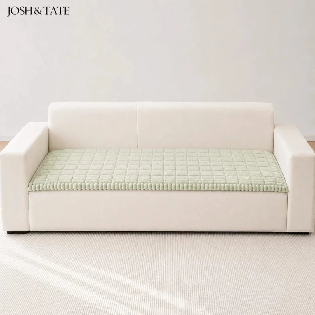 Ribbed Plush Couch Throw Blanket | Non-Slip Quilted Furniture Cover for Sofa, Loveseat & Sectional | Machine Washable | Thomler