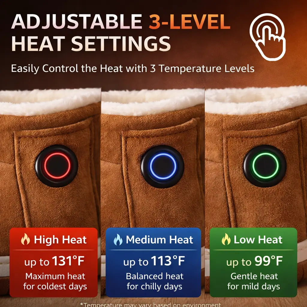 Rechargeable Heated Slippers with 3 Temperature Settings – Indoor/Outdoor Insulated Boots | Thomler
