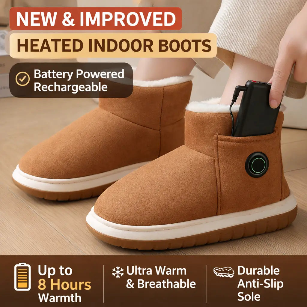Rechargeable Heated Slippers with 3 Temperature Settings – Indoor/Outdoor Insulated Boots | Thomler