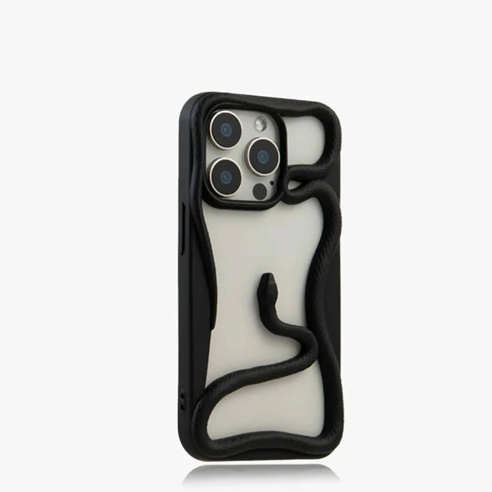 Serpent-Embossed Protective iPhone Case with Raised Edges for 12-17 Models – Shock-Absorbing Hard Shell with Metallic or Matte Finish | Thomler