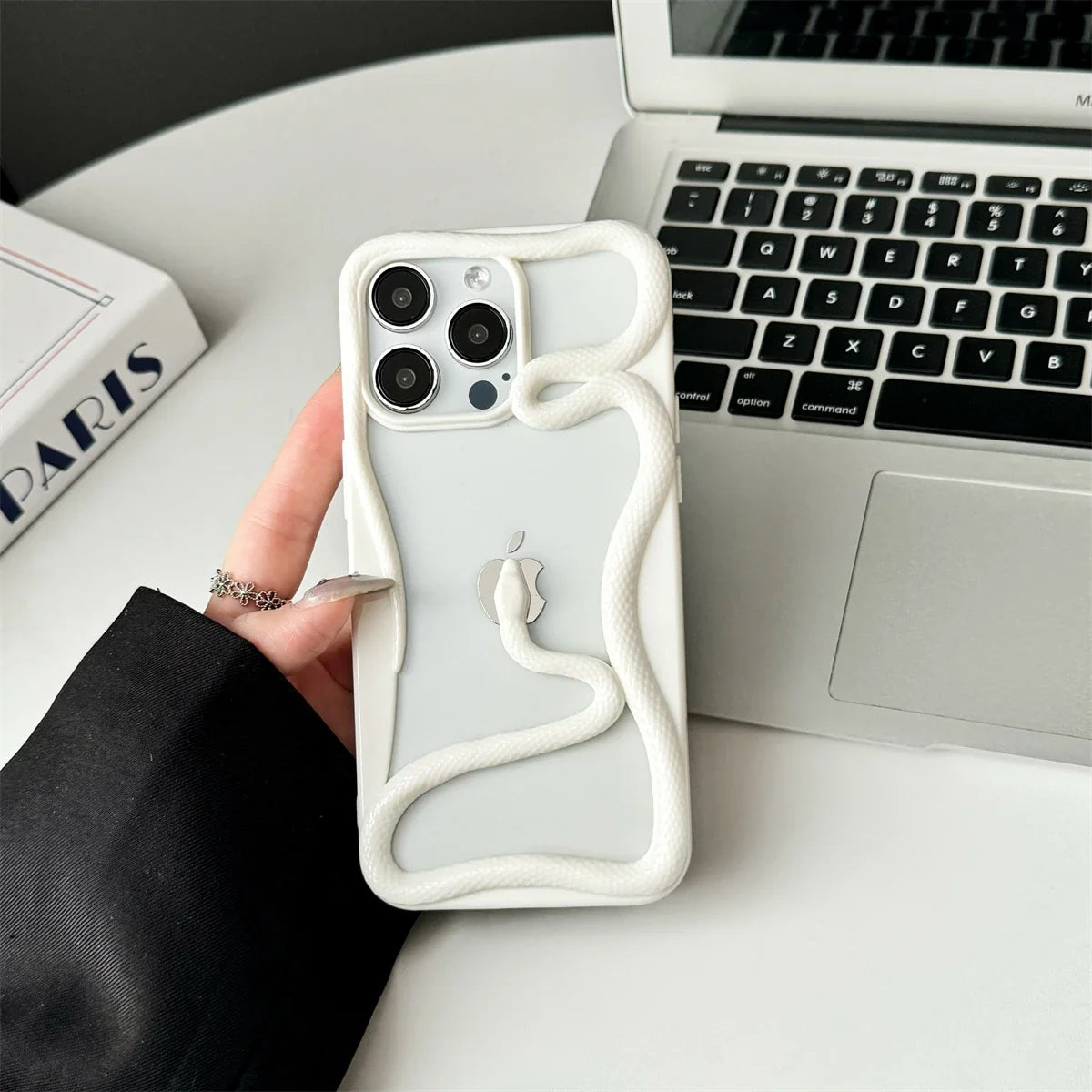 Serpent-Embossed Protective iPhone Case with Raised Edges for 12-17 Models – Shock-Absorbing Hard Shell with Metallic or Matte Finish | Thomler
