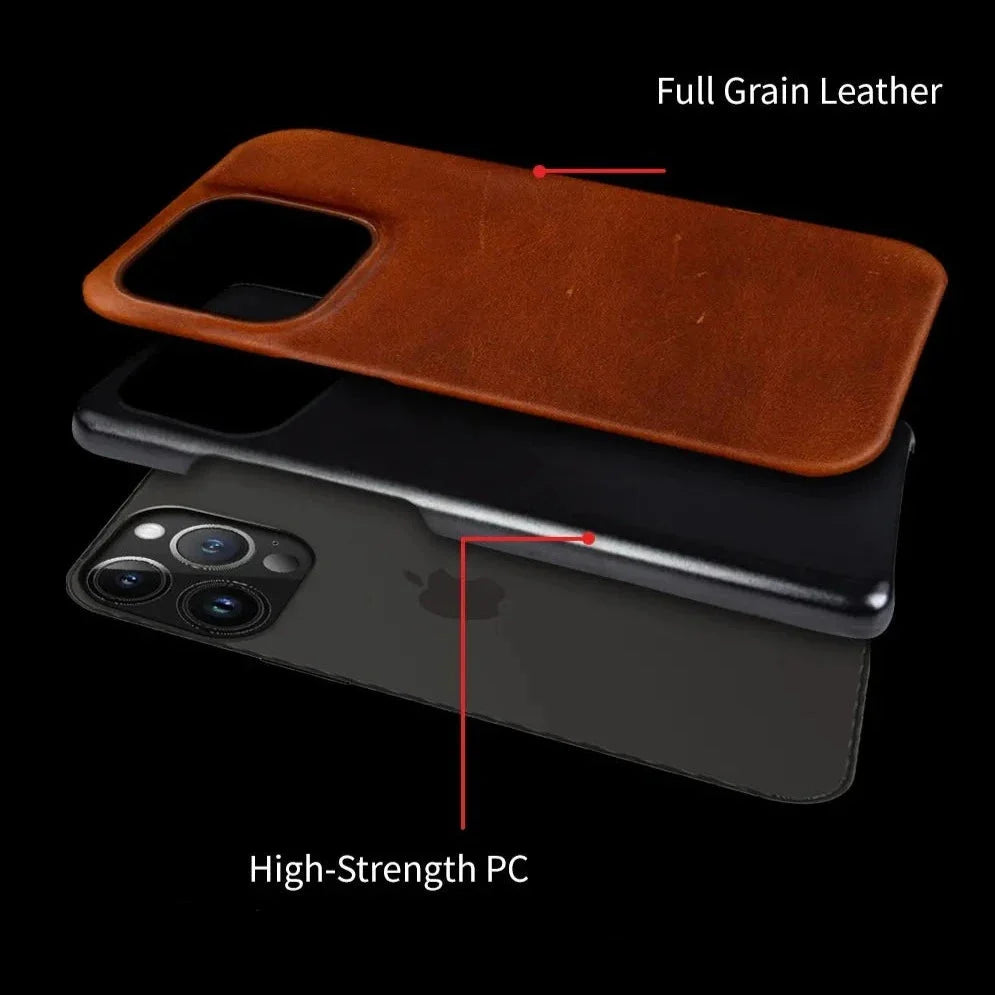 Genuine Leather MagSafe-Compatible iPhone Case – Wireless Charging Ready, Raised Edge Protection for Screen & Camera – iPhone 13-17 | Thomler