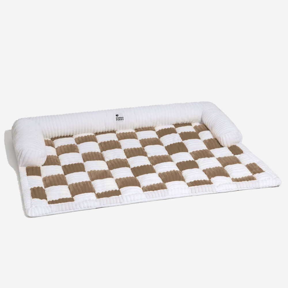 Quilted Pet Furniture Protector Mat – Padded Nonslip Dog Couch Cover for Sofa & Floor | Washable Plaid Pet Blanket | Thomler