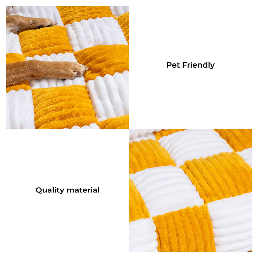 Quilted Pet Furniture Protector Mat – Padded Nonslip Dog Couch Cover for Sofa & Floor | Washable Plaid Pet Blanket | Thomler