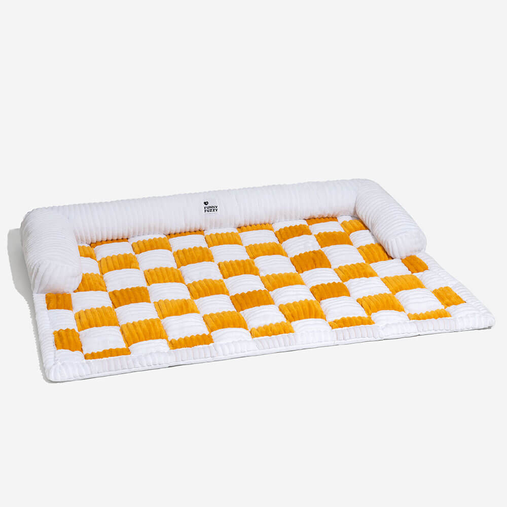 Quilted Pet Furniture Protector Mat – Padded Nonslip Dog Couch Cover for Sofa & Floor | Washable Plaid Pet Blanket | Thomler