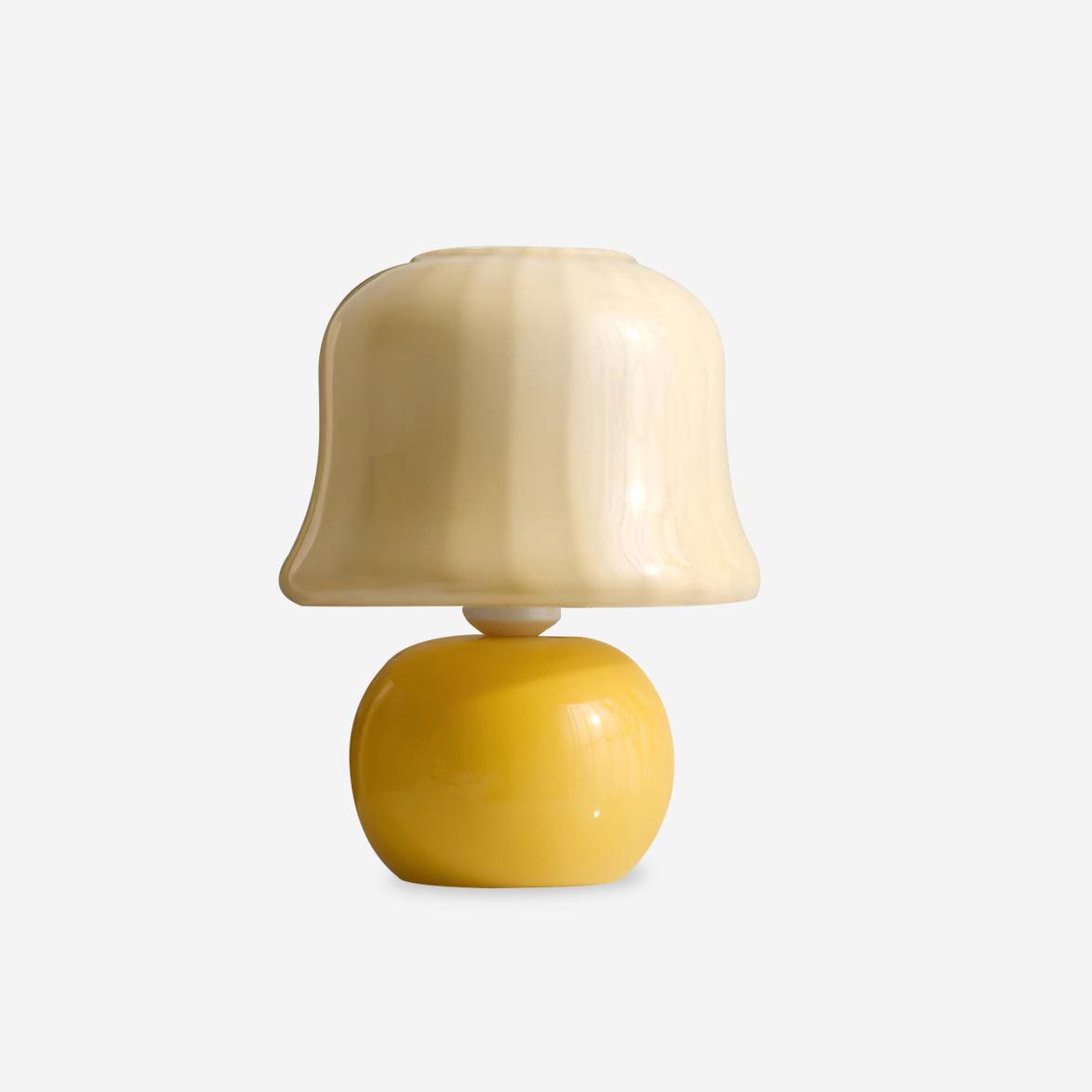 Table Lamp Enamel Glass 11.4 in Beige Indoor Decorative Bedroom Living Room Accent Light | Thomler