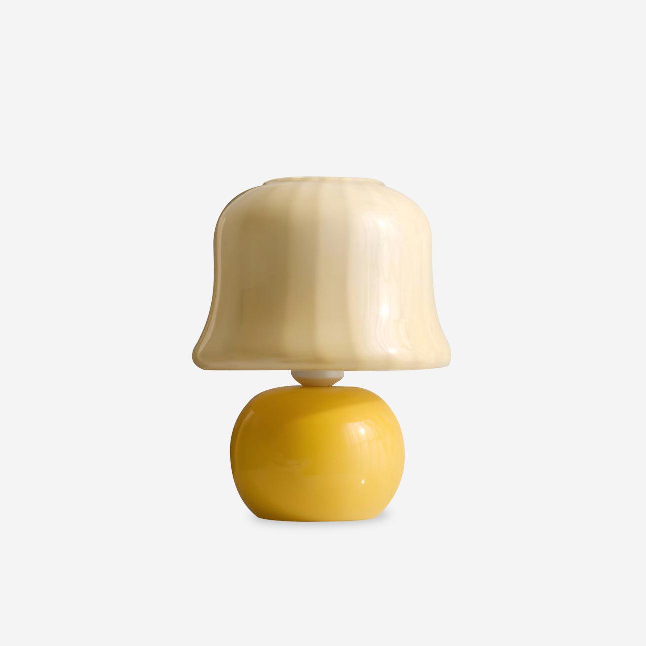 Table Lamp Enamel Glass 11.4 in Beige Indoor Decorative Bedroom Living Room Accent Light | Thomler