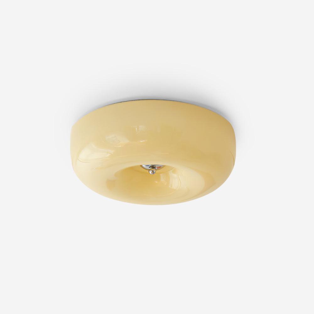 Ceiling Light Glass 15.7 in Cream Indoor Ambient Lighting Round Flush Mount Lamp | Thomler