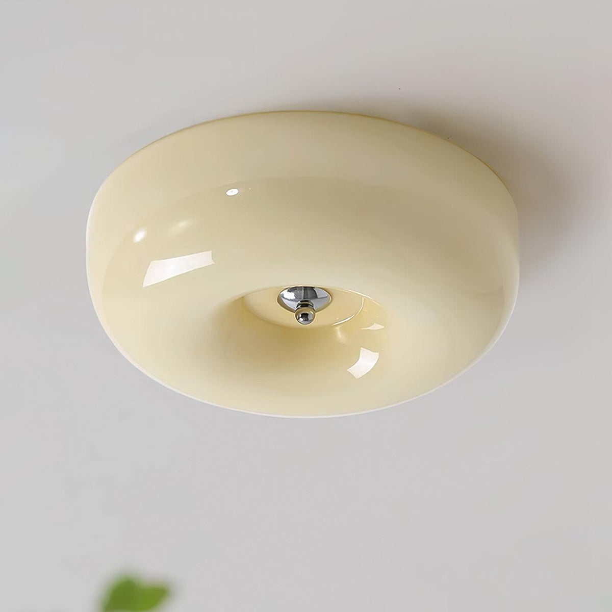 Swirled Glass Flush Mount Ceiling Light with Integrated LED – Chrome Finish – Dimmable Warm White – Modern Ceiling Lamp for Bedroom Living | Thomler
