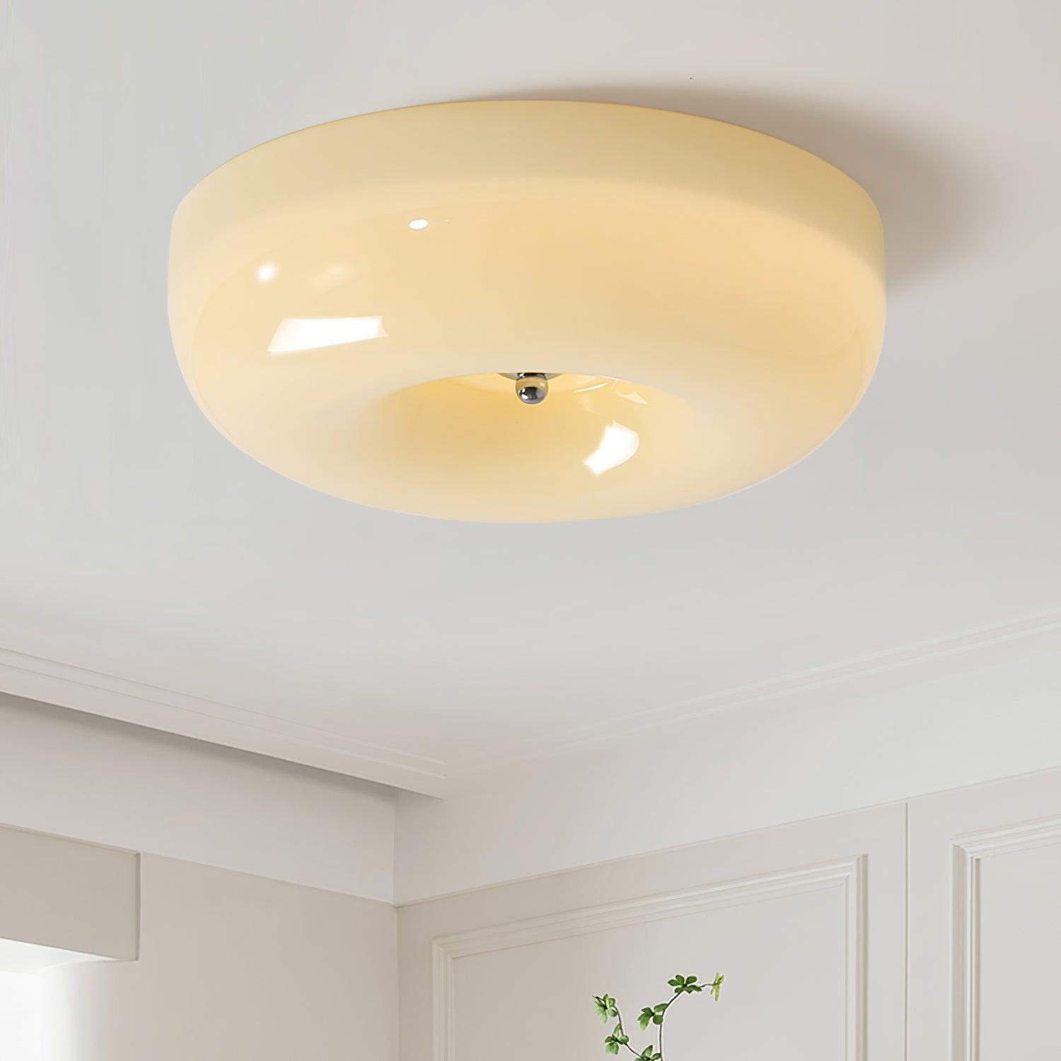 Ceiling Lamp Glass LED Integrated Light White Living Room Bedroom Hallway Round Flush Mount Lighting | Thomler