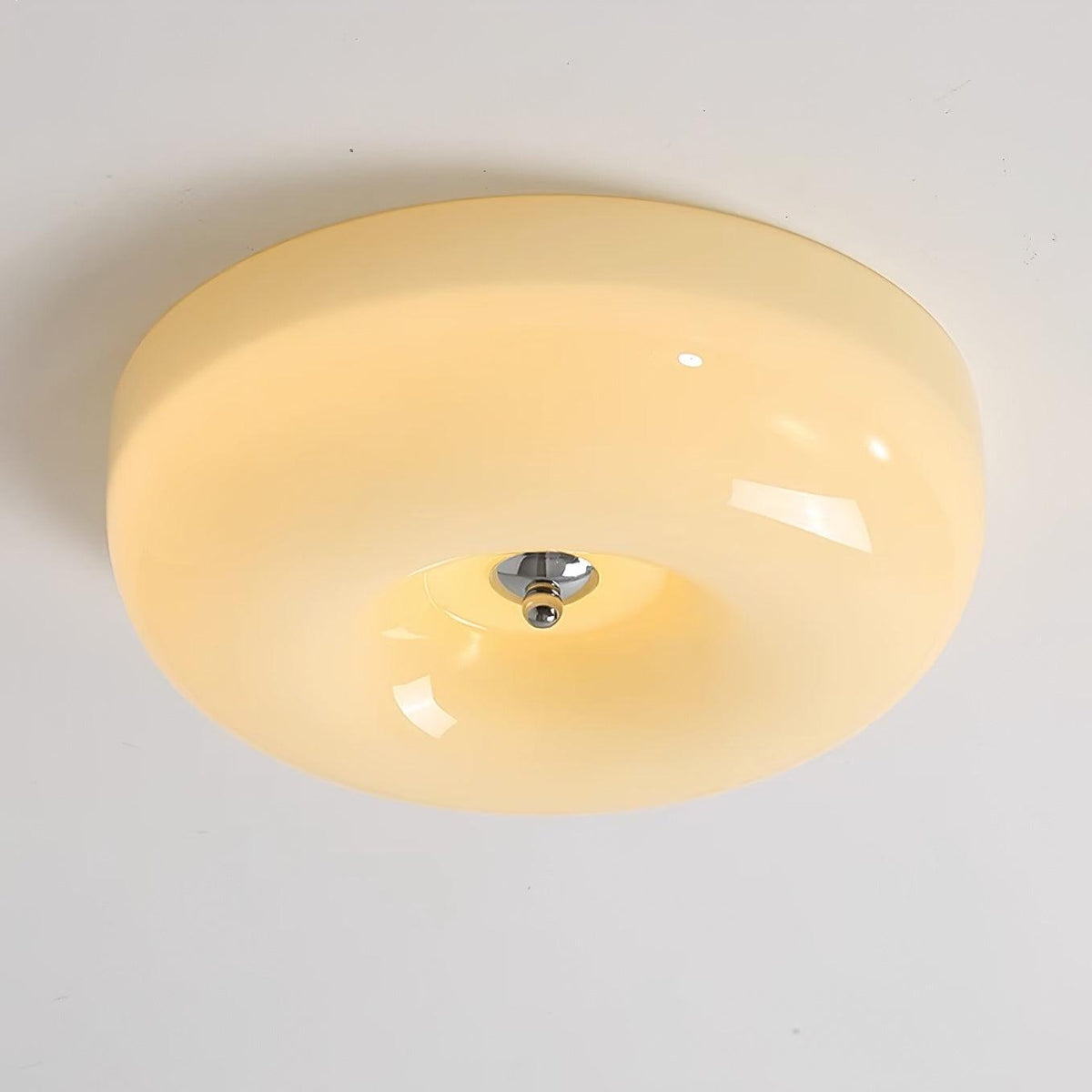 Swirled Glass Flush Mount Ceiling Light with Integrated LED – Chrome Finish – Dimmable Warm White – Modern Ceiling Lamp for Bedroom Living | Thomler