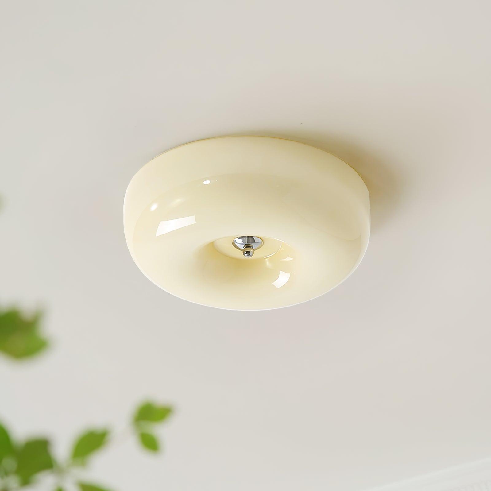Swirled Glass Flush Mount Ceiling Light with Integrated LED – Chrome Finish – Dimmable Warm White – Modern Ceiling Lamp for Bedroom Living | Thomler
