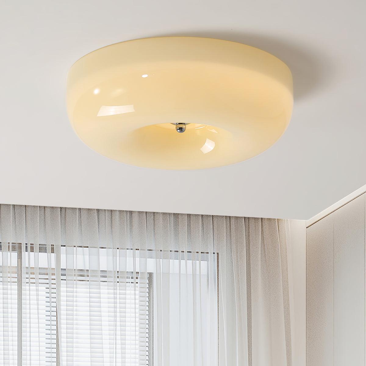Swirled Glass Flush Mount Ceiling Light with Integrated LED – Chrome Finish – Dimmable Warm White – Modern Ceiling Lamp for Bedroom Living | Thomler