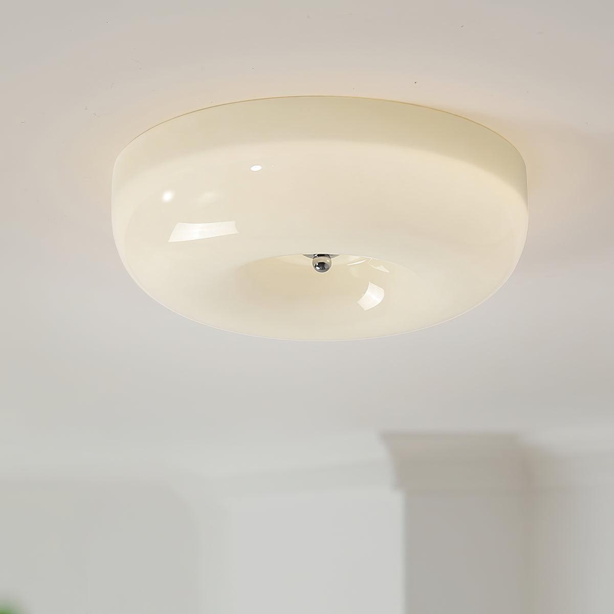 Swirled Glass Flush Mount Ceiling Light with Integrated LED – Chrome Finish – Dimmable Warm White – Modern Ceiling Lamp for Bedroom Living | Thomler