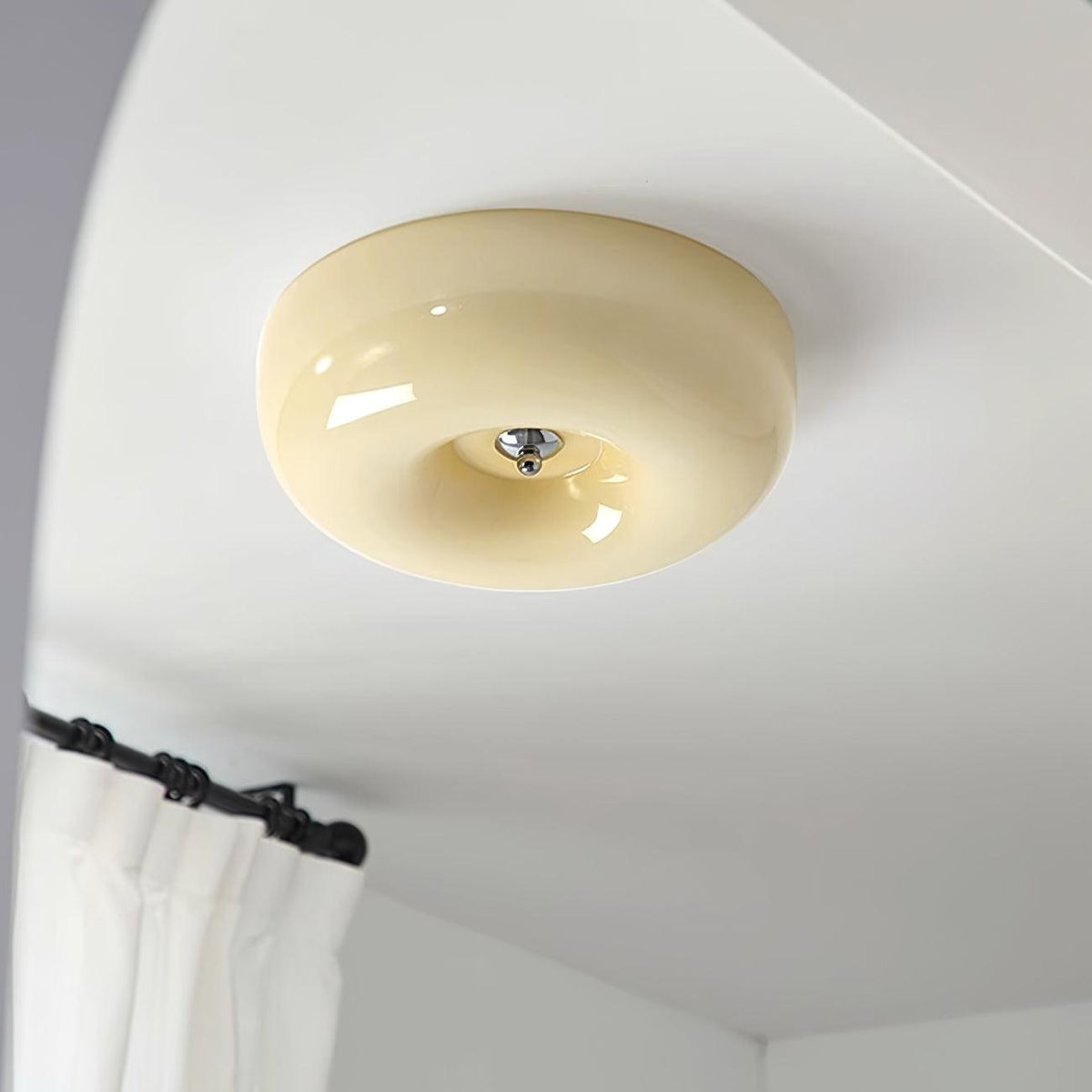 Swirled Glass Flush Mount Ceiling Light with Integrated LED – Chrome Finish – Dimmable Warm White – Modern Ceiling Lamp for Bedroom Living | Thomler