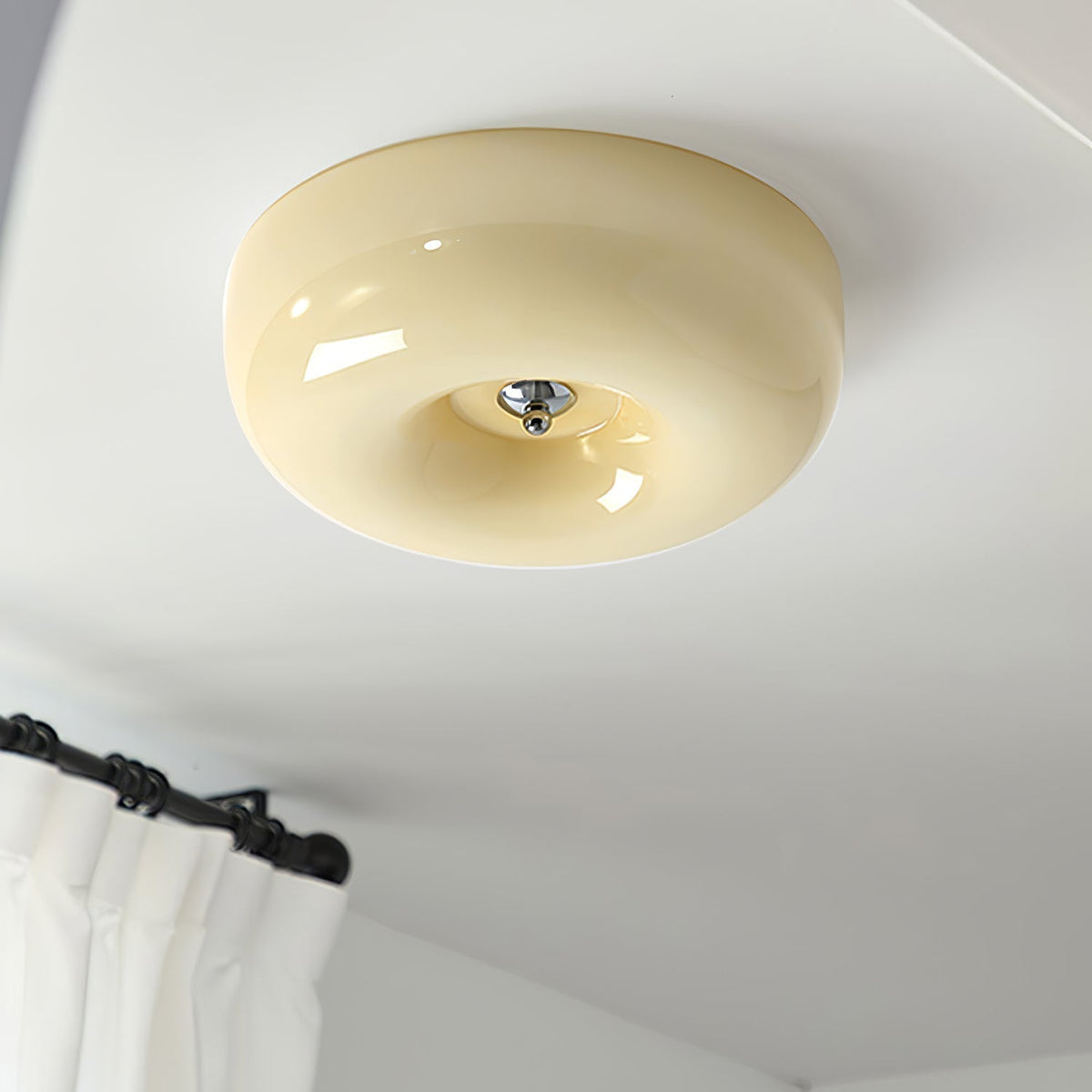 Swirled Glass Flush Mount Ceiling Light with Integrated LED – Chrome Finish – Dimmable Warm White – Modern Ceiling Lamp for Bedroom Living | Thomler