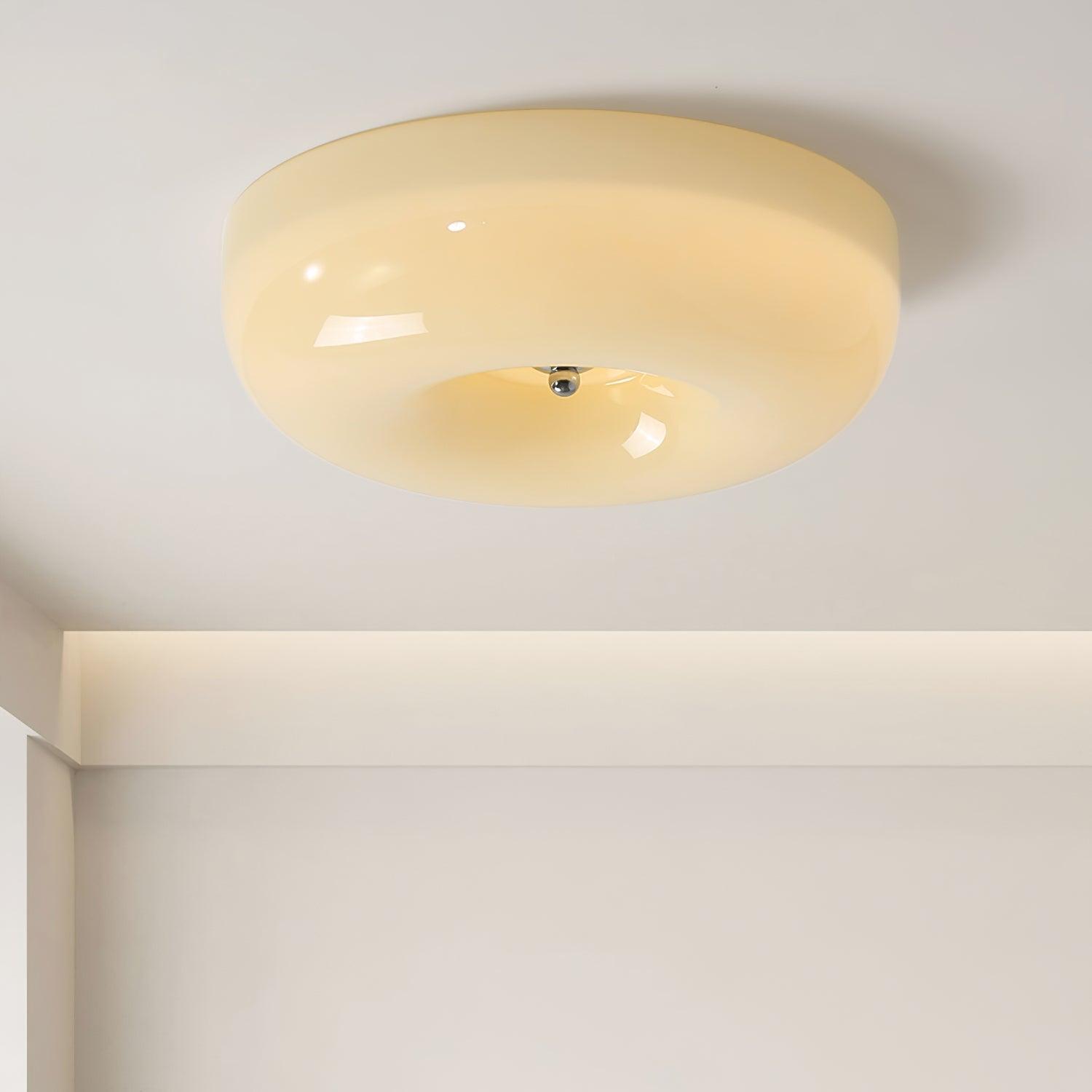 Swirled Glass Flush Mount Ceiling Light with Integrated LED – Chrome Finish – Dimmable Warm White – Modern Ceiling Lamp for Bedroom Living | Thomler