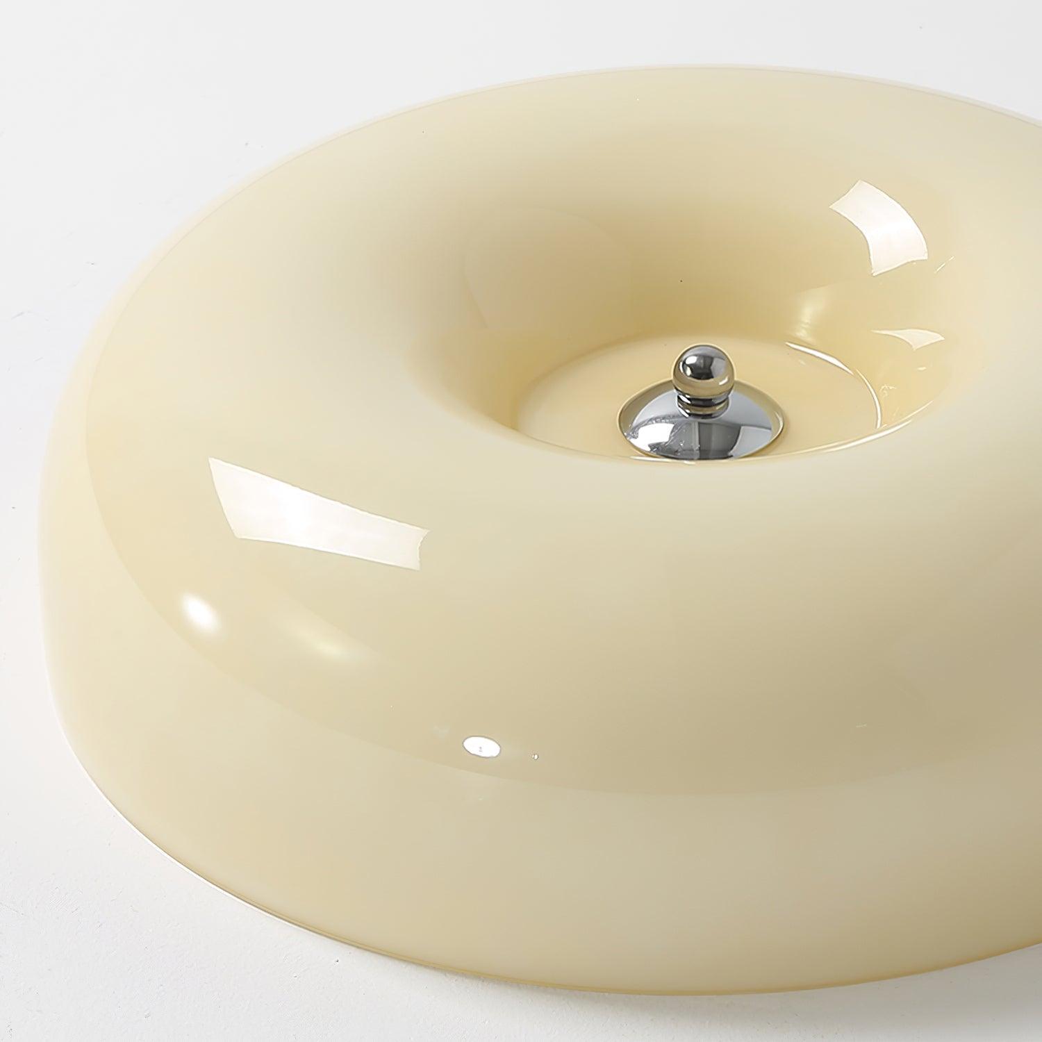 Ceiling Light Glass 15.7 in Cream Indoor Ambient Lighting Round Flush Mount Lamp | Thomler