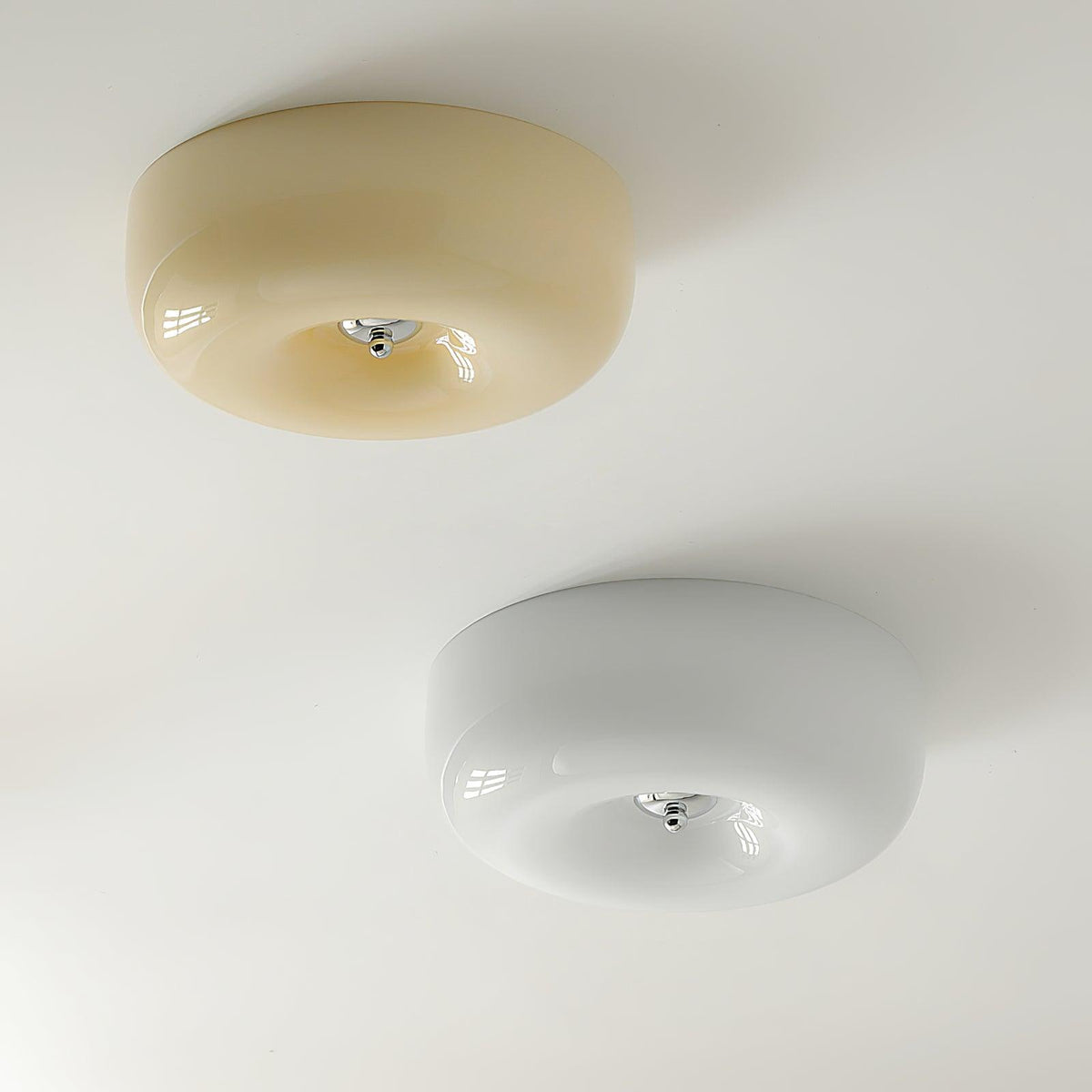 Swirled Glass Flush Mount Ceiling Light with Integrated LED – Chrome Finish – Dimmable Warm White – Modern Ceiling Lamp for Bedroom Living | Thomler