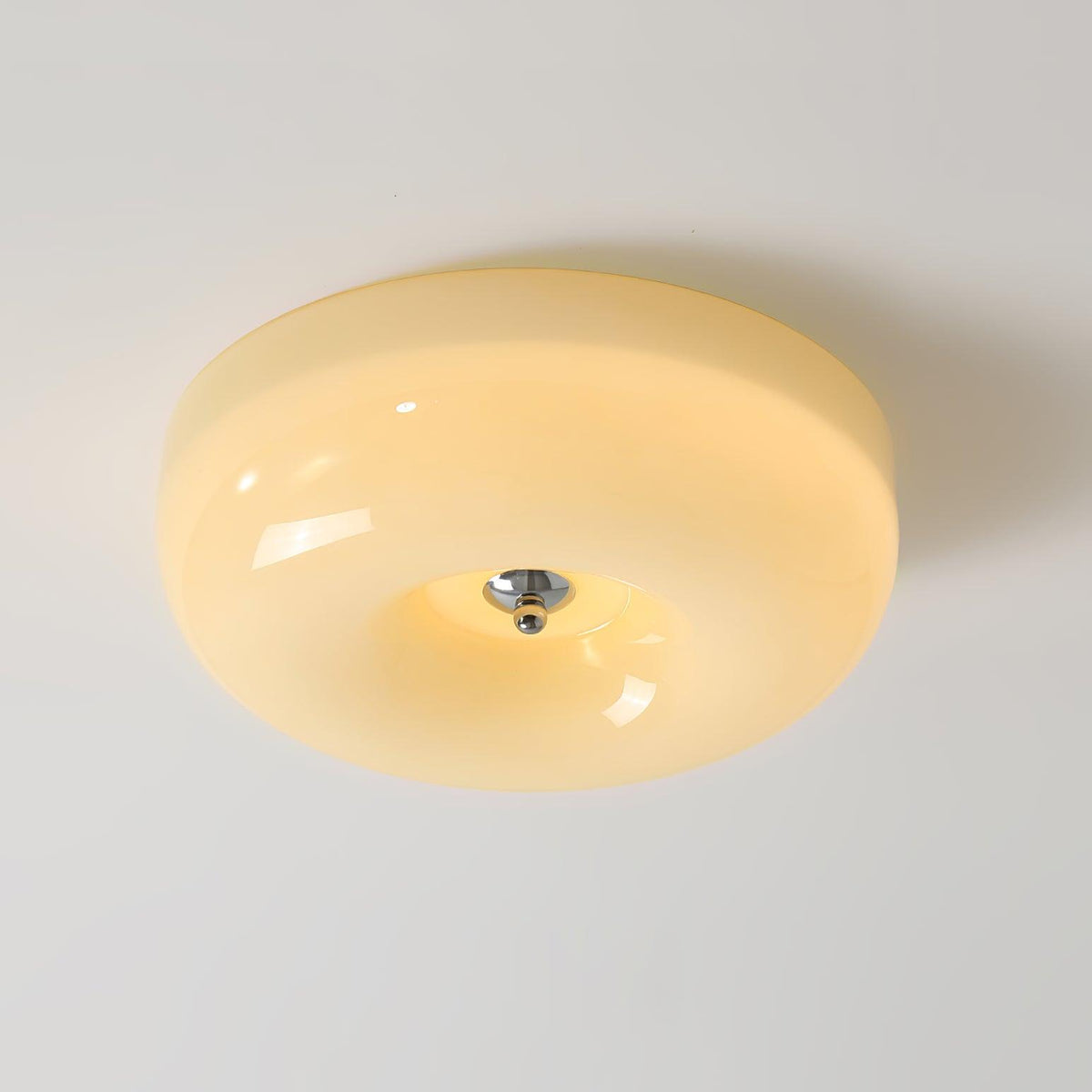 Swirled Glass Flush Mount Ceiling Light with Integrated LED – Chrome Finish – Dimmable Warm White – Modern Ceiling Lamp for Bedroom Living | Thomler