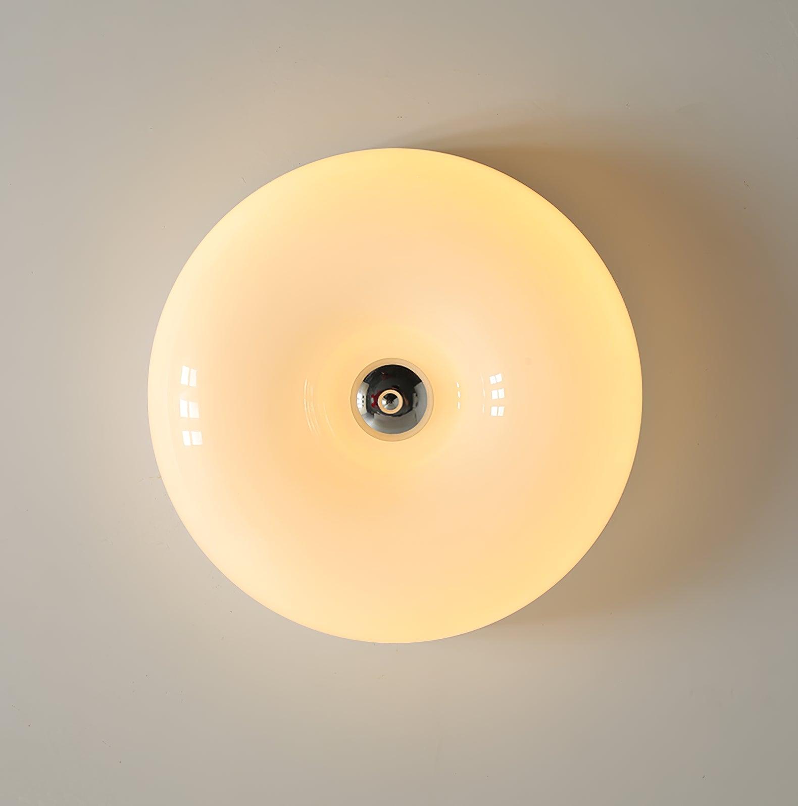 Ceiling Light Glass 15.7 in Cream Indoor Ambient Lighting Round Flush Mount Lamp | Thomler