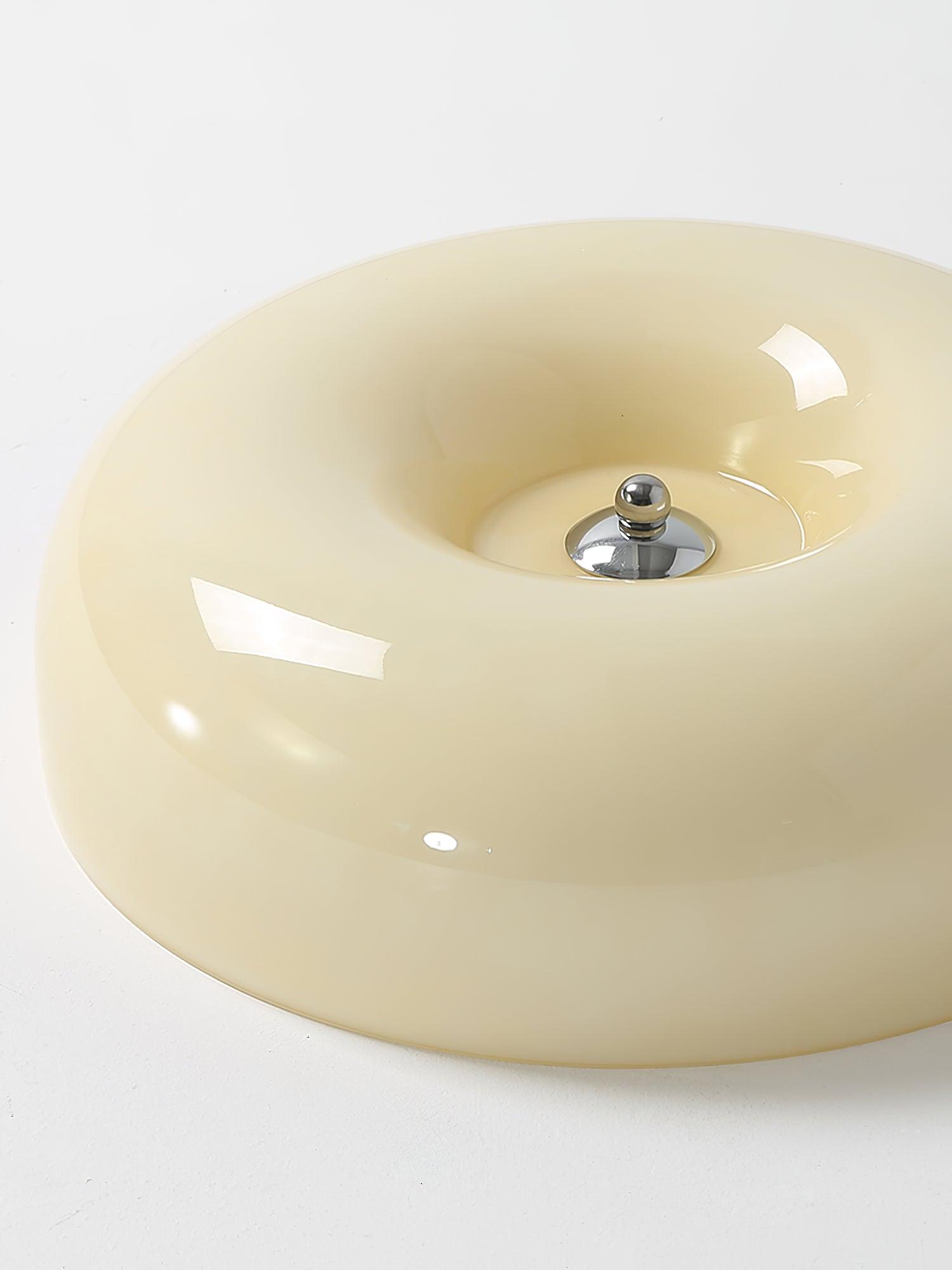 Ceiling Light Glass 15.7 in Cream Indoor Ambient Lighting Round Flush Mount Lamp | Thomler