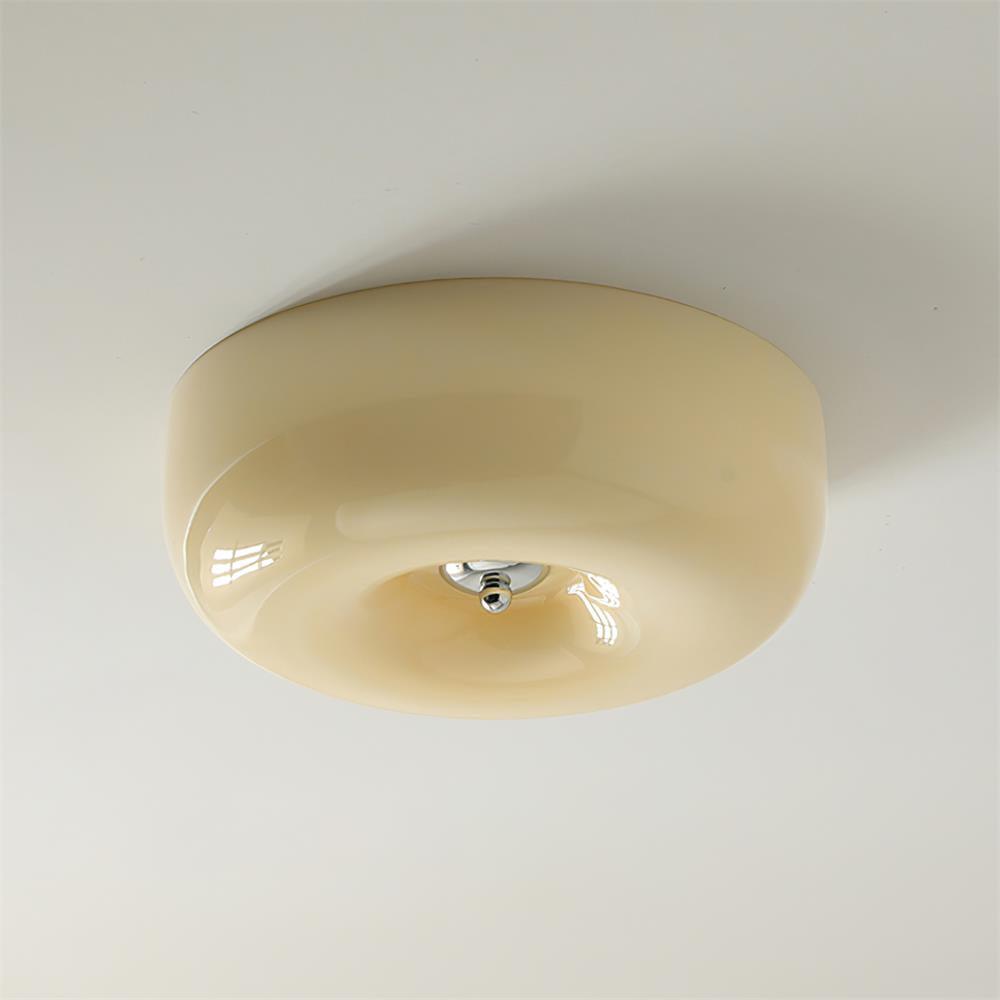 Swirled Glass Flush Mount Ceiling Light with Integrated LED – Chrome Finish – Dimmable Warm White – Modern Ceiling Lamp for Bedroom Living | Thomler
