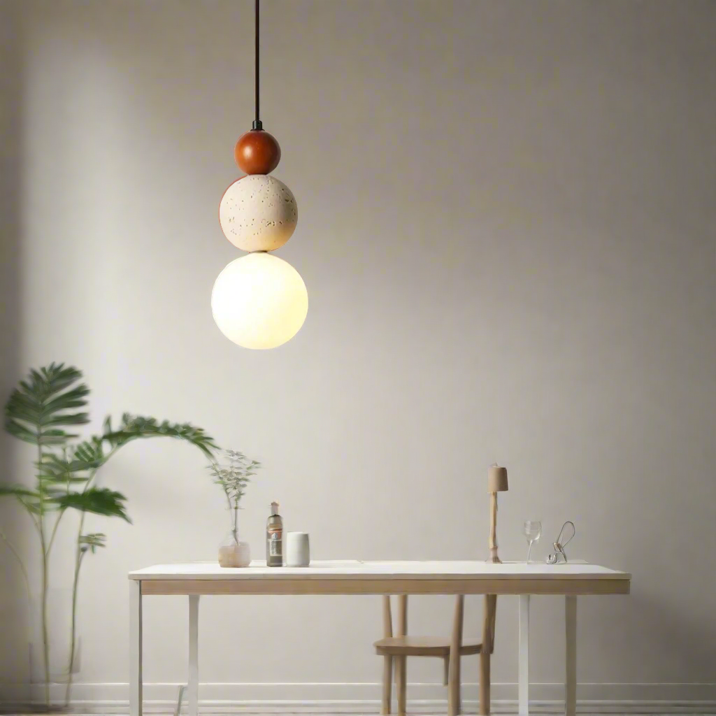 Pendant Light Stone 4.7 in Cream LED Bedside Bedroom Hanging Ambient Minimalist Ceiling Lamp | Thomler