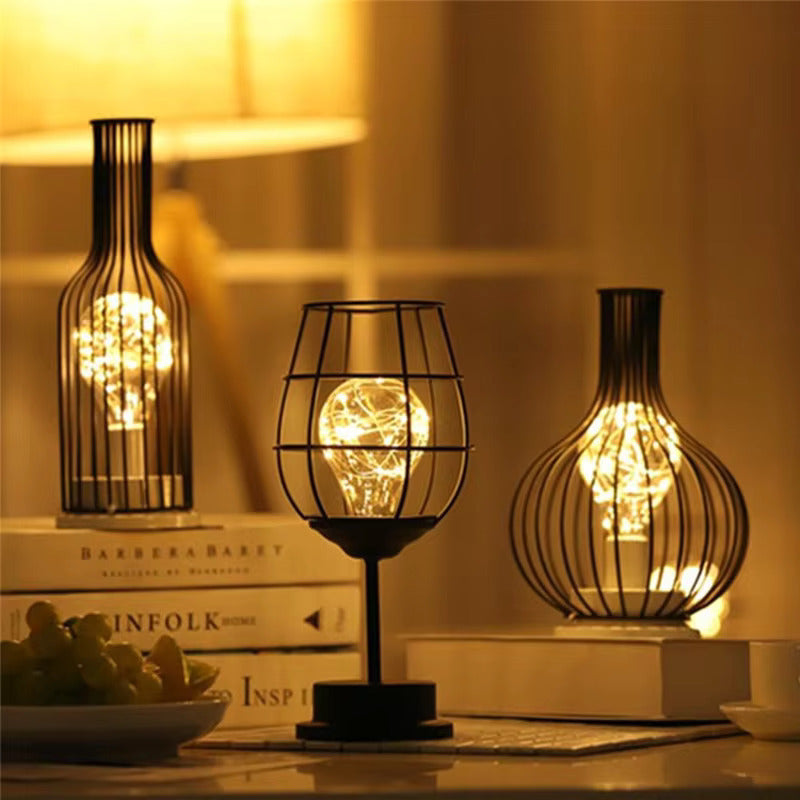 Cordless Wine-Inspired Table Lamp Set – 3 Decorative Bottle & Glass LED Lights for Dining Room, Living Room & Home Ambiance | Thomler