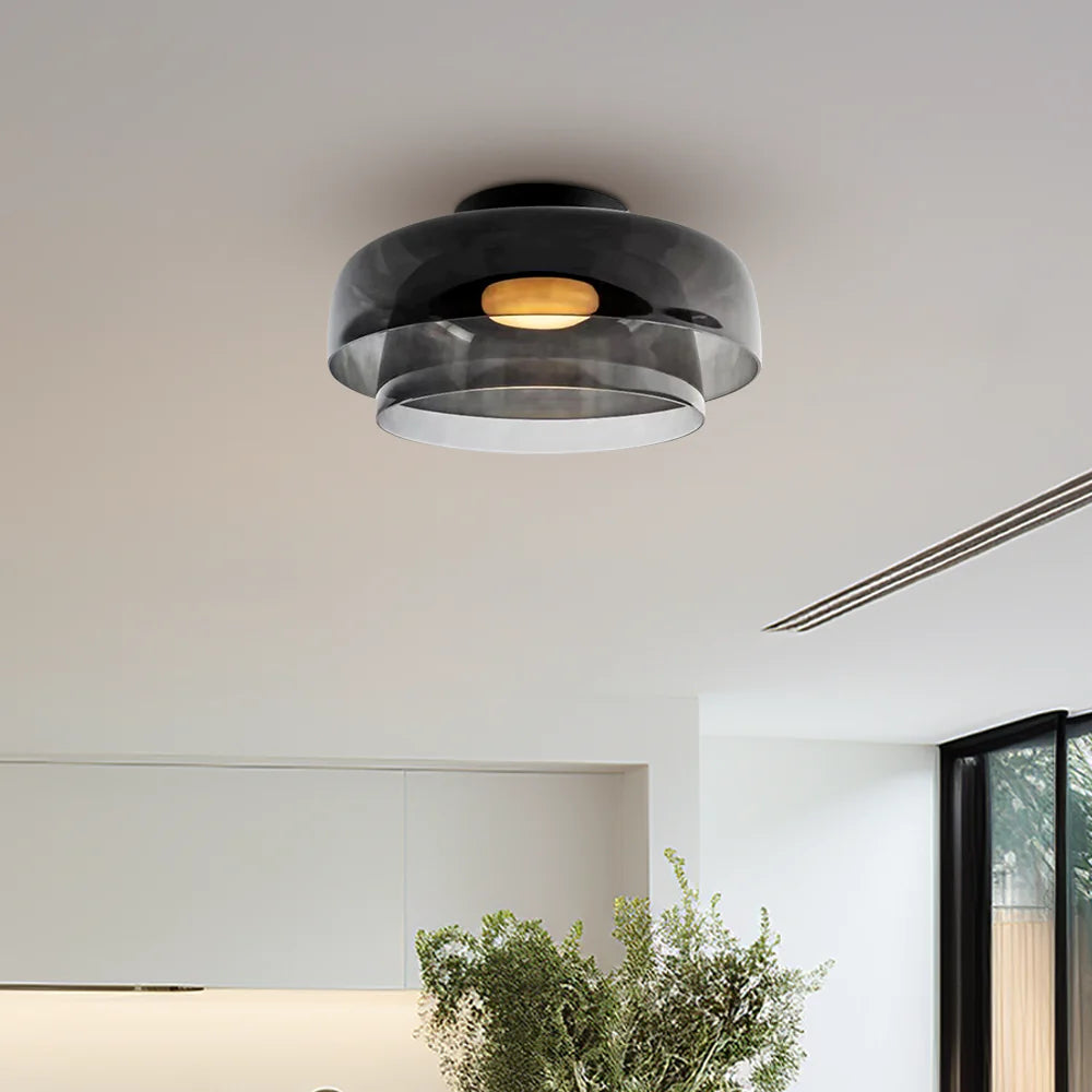 Layered Glass Ceiling Light Modern Multi-Tier Flush Mount Fixture with LED Hardwired for Kitchen Dining Room Bedroom Living Room | Thomler
